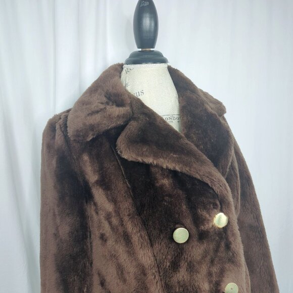 Vintage Sears Faux Fur Coat Small Brown - Picture 2 of 9